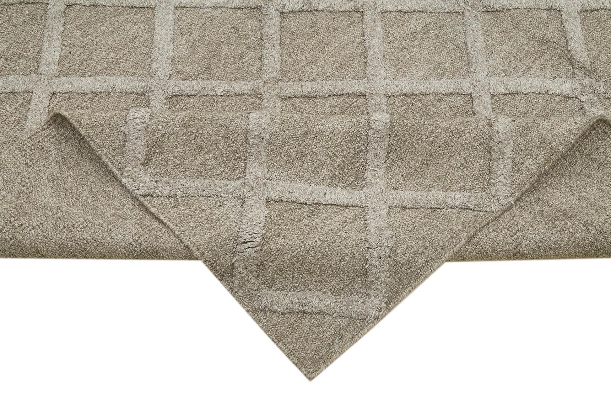 Nepal Geometric Gri Geometrik Yün Pamuk El Dokuma Halısı 246x305 Agacan