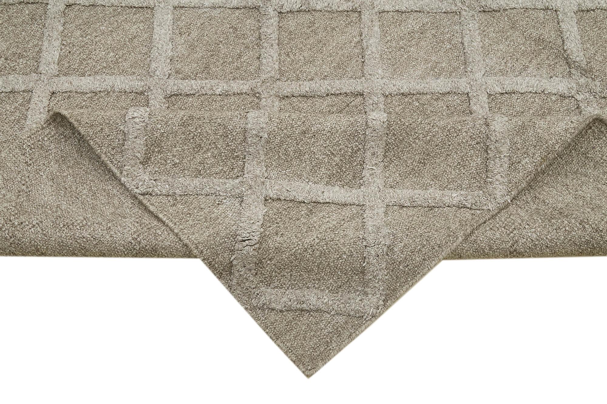 Nepal Geometric Gri Geometrik Yün Pamuk El Dokuma Halısı 246x305 Agacan