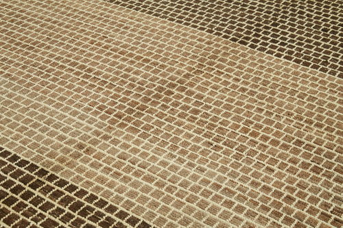 Morocco Kahverengi Geometrik Yün Pamuk El Dokuma Halısı 272x382 Agacan