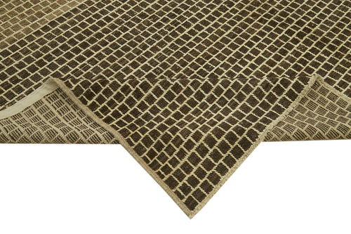 Morocco Kahverengi Geometrik Yün Pamuk El Dokuma Halısı 272x382 Agacan