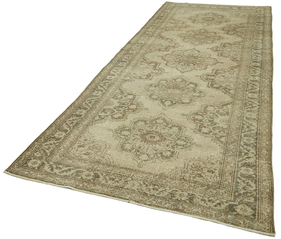 Zile Bej Eskitme Pamuk Yün El Dokuma Halısı 138x385 Agacan