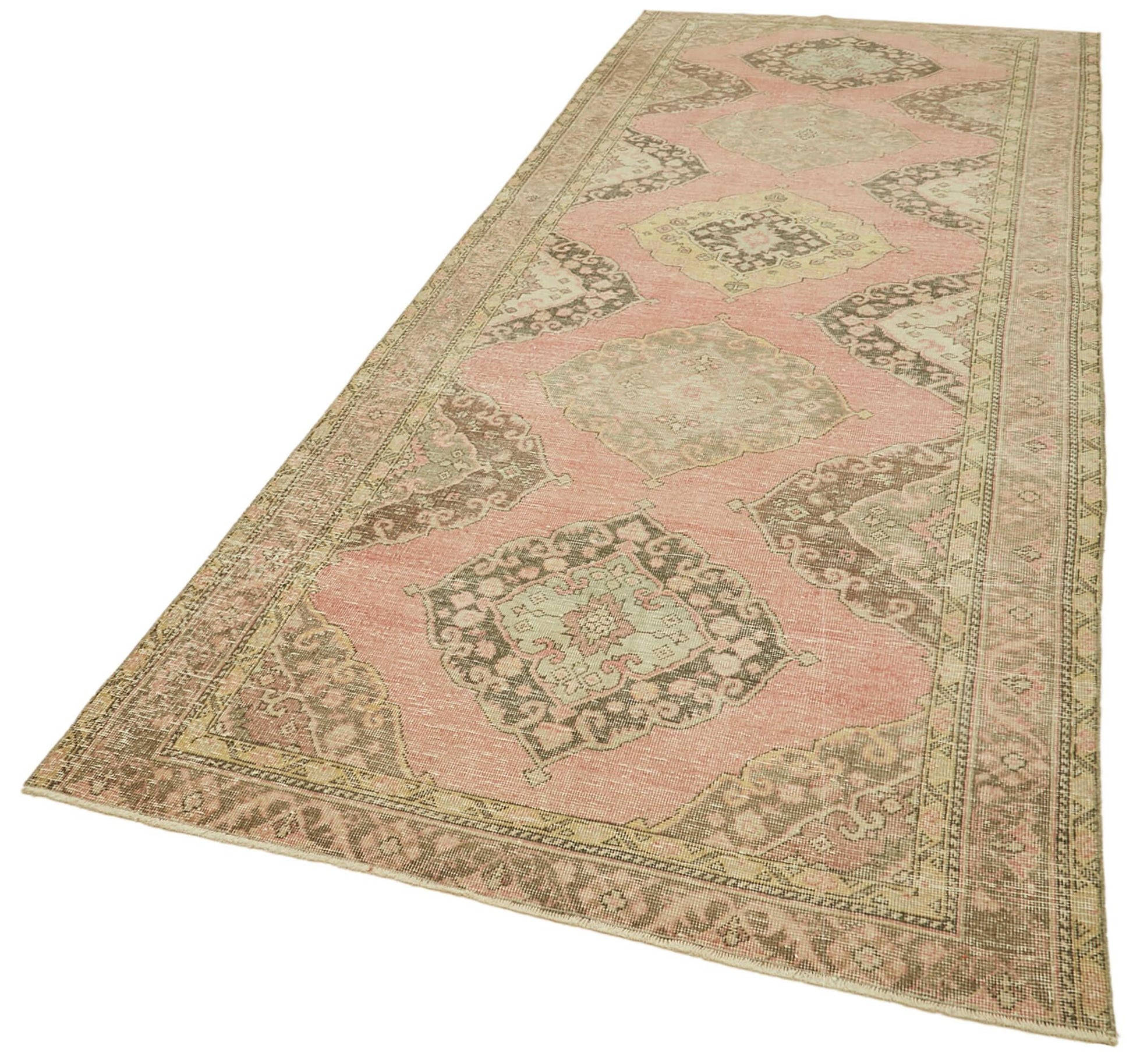 Zile Bej Eskitme Pamuk Yün El Dokuma Halısı 140x380 Agacan