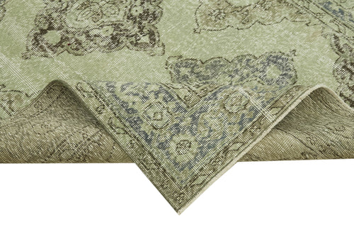 Zile Yeşil Eskitme Pamuk Yün El Dokuma Halısı 150x337 Agacan