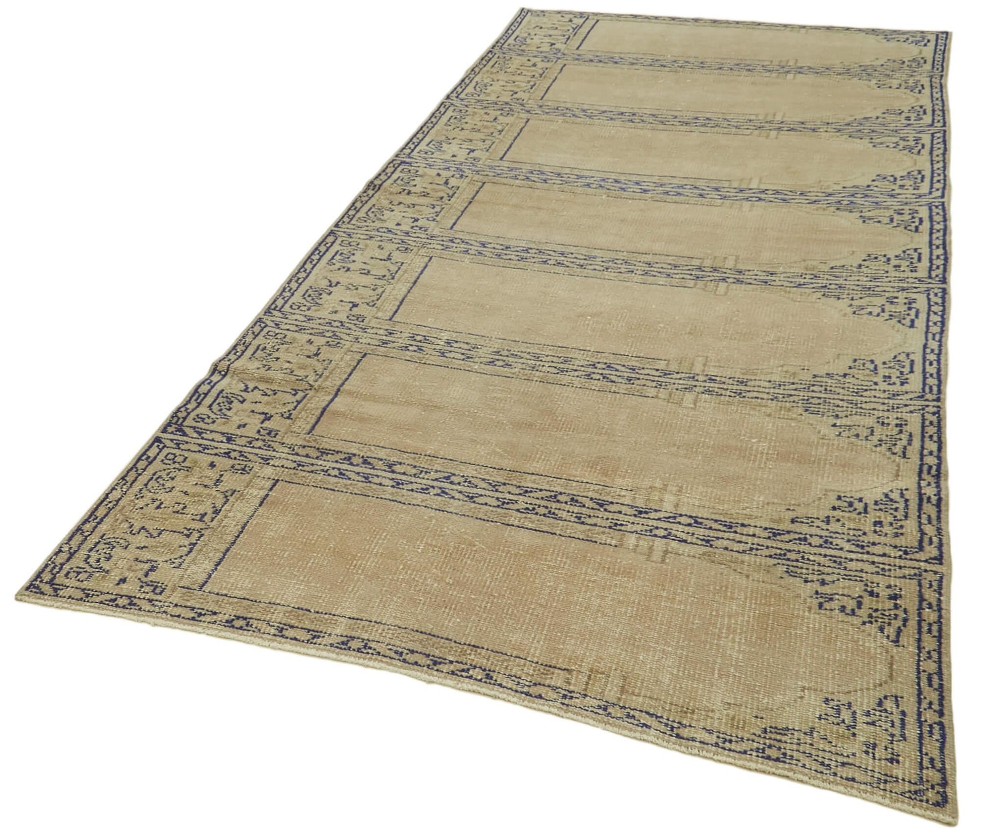 Zile Bej Eskitme Pamuk Yün El Dokuma Halısı 142x331 Agacan