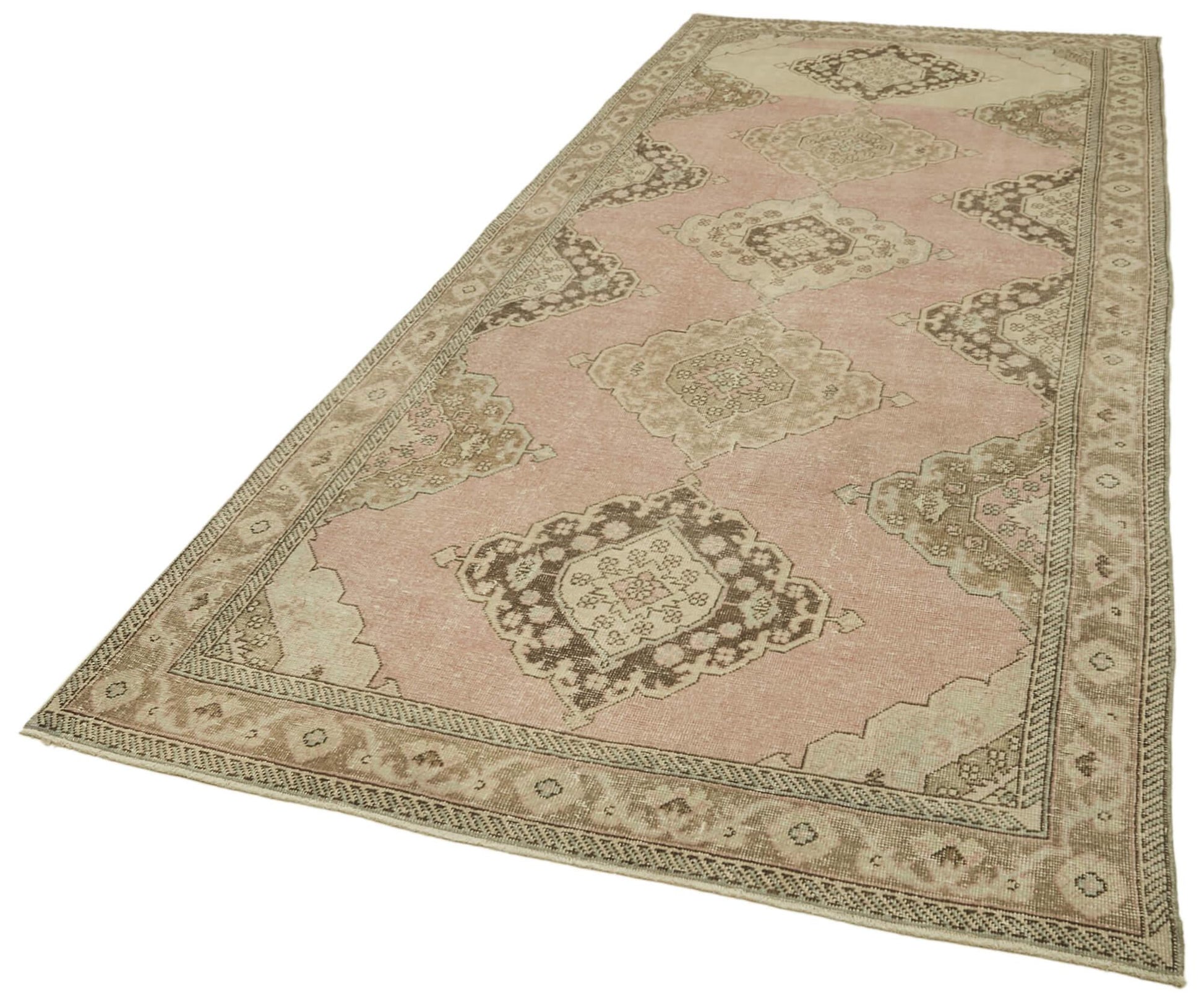 Zile Bej Eskitme Pamuk Yün El Dokuma Halısı 145x390 Agacan