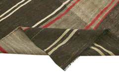 Striped Kilim Kahverengi Çizgili Keçi Tüyü El Dokuma Halısı 190x337 Agacan