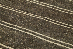 Striped Kilim Kahverengi Çizgili Keçi Tüyü El Dokuma Halısı 185x354 Agacan