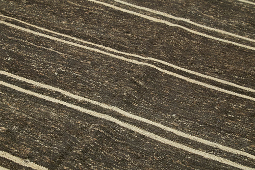 Striped Kilim Kahverengi Çizgili Keçi Tüyü El Dokuma Halısı 185x354 Agacan