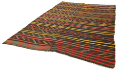 Striped Kilim Kahverengi Çizgili Keçi Tüyü El Dokuma Halısı 220x329 Agacan