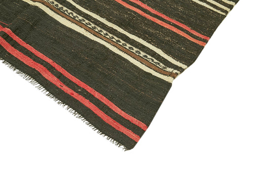 Striped Kilim Kahverengi Çizgili Keçi Tüyü El Dokuma Halısı 171x305 Agacan
