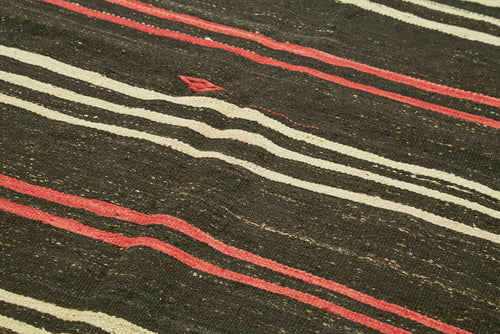 Striped Kilim Kahverengi Çizgili Keçi Tüyü El Dokuma Halısı 171x305 Agacan