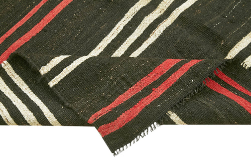 Striped Kilim Kahverengi Çizgili Keçi Tüyü El Dokuma Halısı 171x305 Agacan