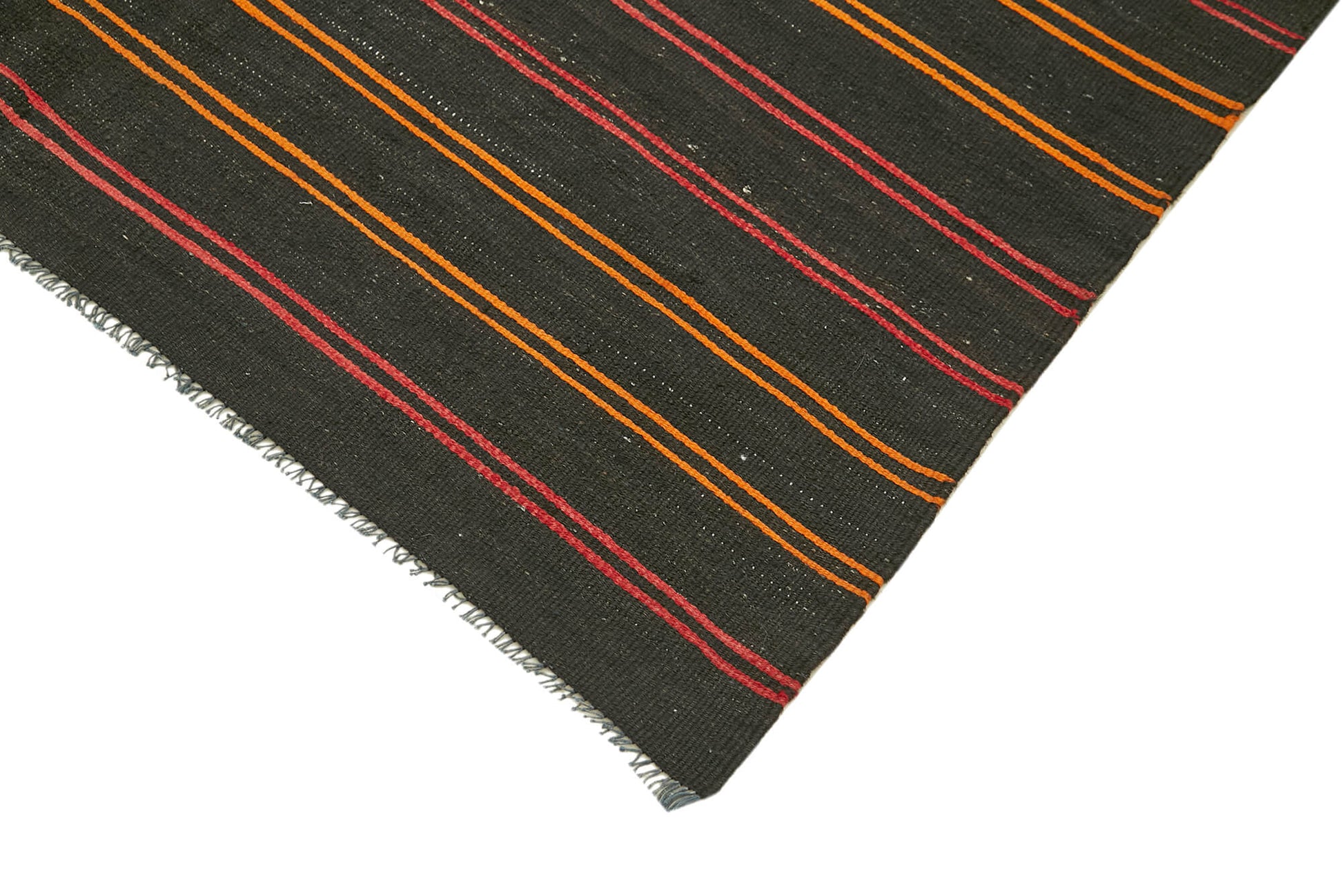 Striped Kilim Kahverengi Çizgili Keçi Tüyü El Dokuma Halısı 163x361 Agacan