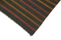 Striped Kilim Kahverengi Çizgili Keçi Tüyü El Dokuma Halısı 163x361 Agacan