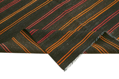 Striped Kilim Kahverengi Çizgili Keçi Tüyü El Dokuma Halısı 163x361 Agacan