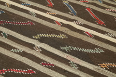 Striped Kilim Kahverengi Çizgili Keçi Tüyü El Dokuma Halısı 236x313 Agacan