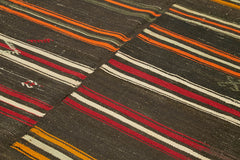 Striped Kilim Kahverengi Çizgili Keçi Tüyü El Dokuma Halısı 236x351 Agacan