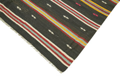 Striped Kilim Kahverengi Çizgili Keçi Tüyü El Dokuma Halısı 197x345 Agacan