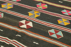 Striped Kilim Kahverengi Çizgili Keçi Tüyü El Dokuma Halısı 197x345 Agacan