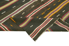 Striped Kilim Kahverengi Çizgili Keçi Tüyü El Dokuma Halısı 197x345 Agacan