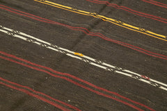 Striped Kilim Kahverengi Çizgili Keçi Tüyü El Dokuma Halısı 205x306 Agacan