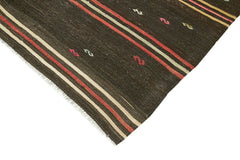Striped Kilim Kahverengi Çizgili Keçi Tüyü El Dokuma Halısı 211x346 Agacan