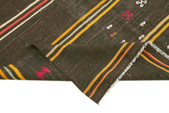 Striped Kilim Kahverengi Çizgili Keçi Tüyü El Dokuma Halısı 211x346 Agacan