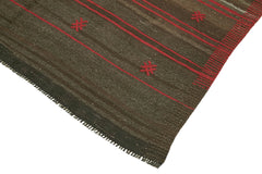 Striped Kilim Kahverengi Çizgili Keçi Tüyü El Dokuma Halısı 171x259 Agacan