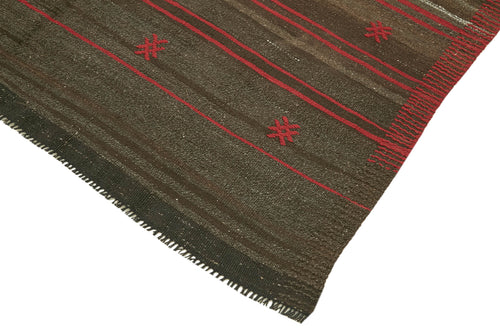 Striped Kilim Kahverengi Çizgili Keçi Tüyü El Dokuma Halısı 171x259 Agacan