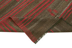Striped Kilim Kahverengi Çizgili Keçi Tüyü El Dokuma Halısı 171x259 Agacan