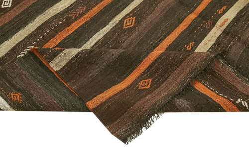 Striped Kilim Kahverengi Çizgili Keçi Tüyü El Dokuma Halısı 215x291 Agacan