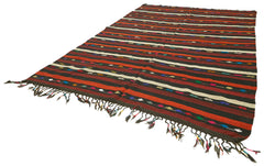Striped Kilim Kahverengi Çizgili Keçi Tüyü El Dokuma Halısı 241x349 Agacan