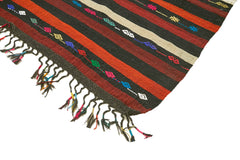Striped Kilim Kahverengi Çizgili Keçi Tüyü El Dokuma Halısı 241x349 Agacan
