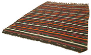 Striped Kilim Kahverengi Çizgili Keçi Tüyü El Dokuma Halısı 226x314 Agacan