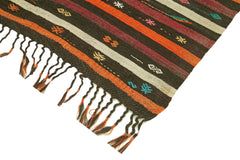 Striped Kilim Kahverengi Çizgili Keçi Tüyü El Dokuma Halısı 226x314 Agacan