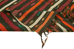 Striped Kilim Kahverengi Çizgili Keçi Tüyü El Dokuma Halısı 226x314 Agacan