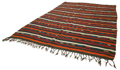 Striped Kilim Kahverengi Çizgili Keçi Tüyü El Dokuma Halısı 248x337 Agacan