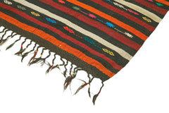 Striped Kilim Kahverengi Çizgili Keçi Tüyü El Dokuma Halısı 248x337 Agacan