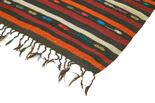 Striped Kilim Kahverengi Çizgili Keçi Tüyü El Dokuma Halısı 248x337 Agacan
