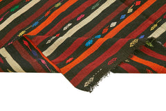 Striped Kilim Kahverengi Çizgili Keçi Tüyü El Dokuma Halısı 248x337 Agacan