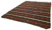 Striped Kilim Kahverengi Çizgili Keçi Tüyü El Dokuma Halısı 235x320 Agacan