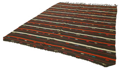 Striped Kilim Kahverengi Çizgili Keçi Tüyü El Dokuma Halısı 235x320 Agacan