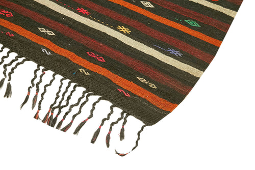 Striped Kilim Kahverengi Çizgili Keçi Tüyü El Dokuma Halısı 235x320 Agacan