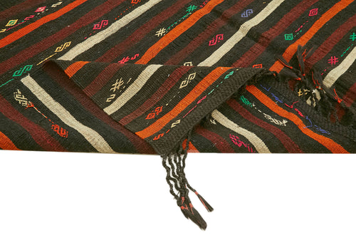 Striped Kilim Kahverengi Çizgili Keçi Tüyü El Dokuma Halısı 235x320 Agacan