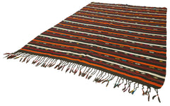 Striped Kilim Kahverengi Çizgili Keçi Tüyü El Dokuma Halısı 236x315 Agacan