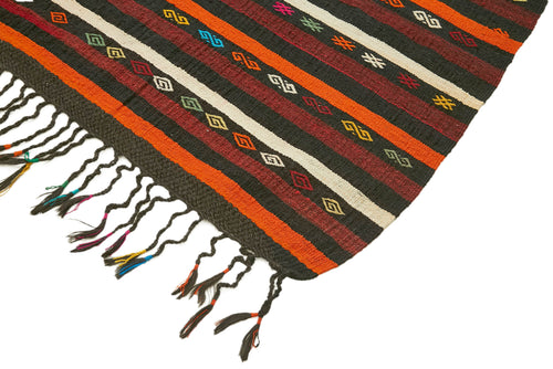 Striped Kilim Kahverengi Çizgili Keçi Tüyü El Dokuma Halısı 236x315 Agacan