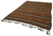 Striped Kilim Kahverengi Çizgili Keçi Tüyü El Dokuma Halısı 213x308 Agacan