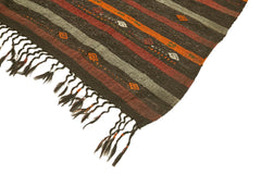 Striped Kilim Kahverengi Çizgili Keçi Tüyü El Dokuma Halısı 213x308 Agacan
