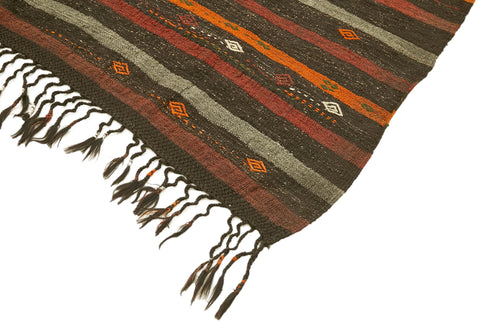 Striped Kilim Kahverengi Çizgili Keçi Tüyü El Dokuma Halısı 213x308 Agacan