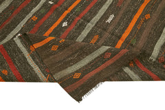 Striped Kilim Kahverengi Çizgili Keçi Tüyü El Dokuma Halısı 213x308 Agacan